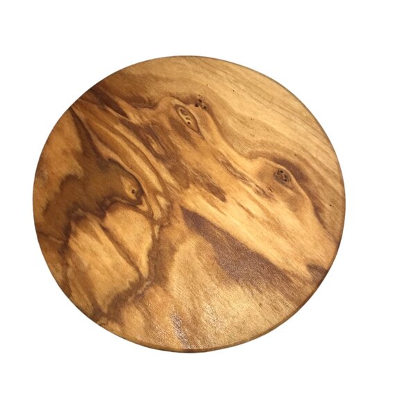 New NWT Olive Wood Double Salt Cellar with Swivel Magnetic Lid, Round - Picture 5 of 8